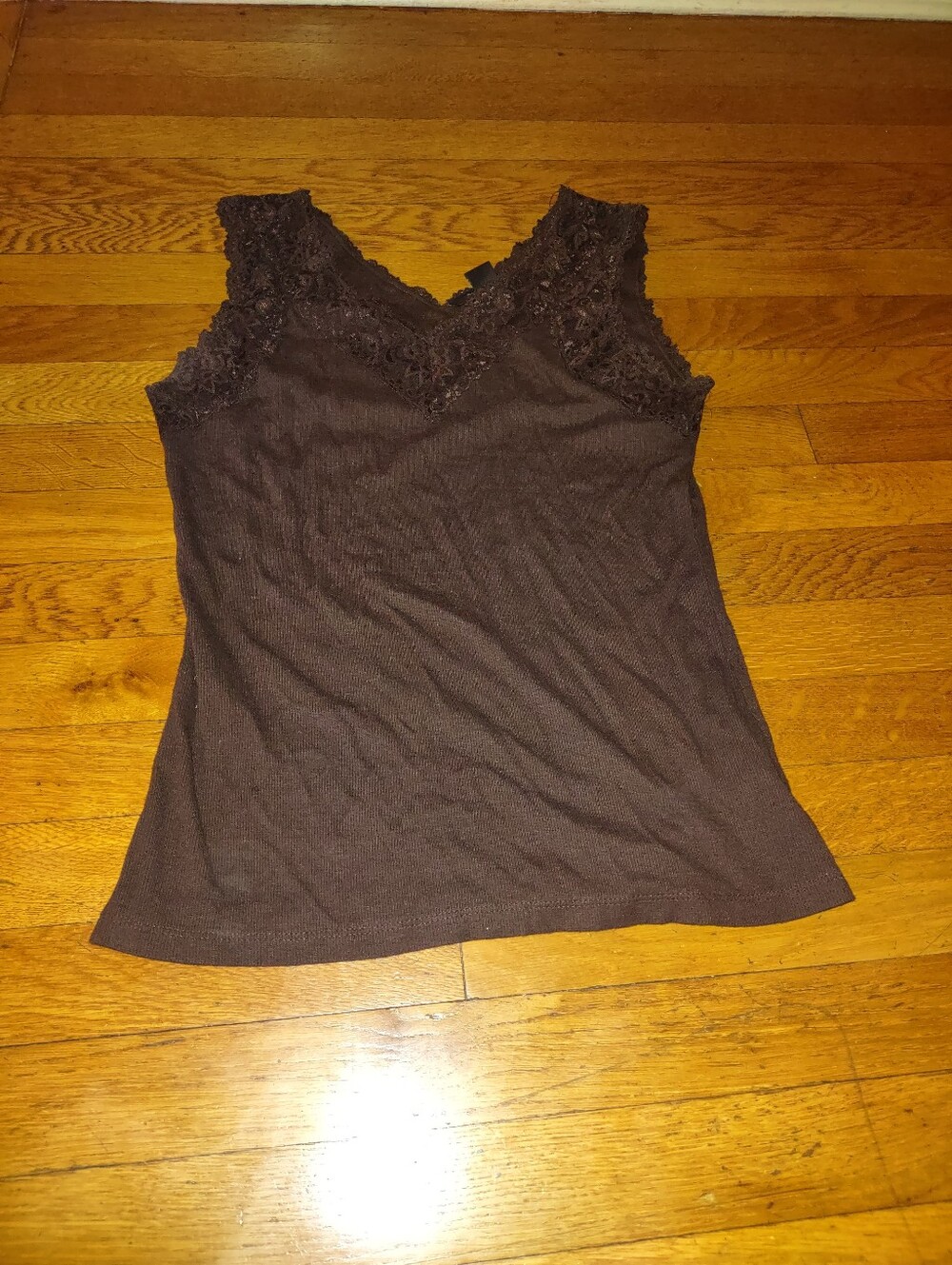 brown lacy v neck tank top from style & co size medium Fairycore Coquette